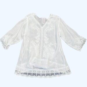 Johnny Was White embroidered Lace Tunic